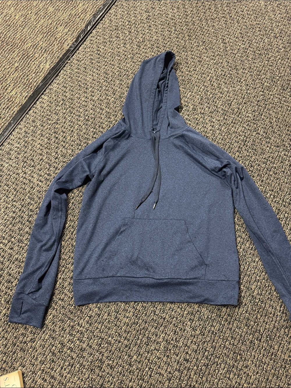 Quince Women’s Blue Hoodie Flow knit Pullover Sweatshirt stretch size M
